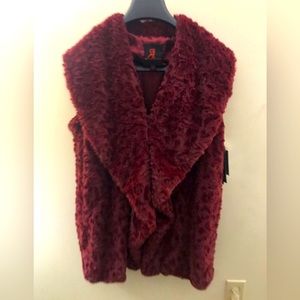 Adrienne Landau faux fur vest. Size medium. Rich red colour